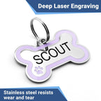 GoTags personalized pet ID tag back view with four lines of custom engraving