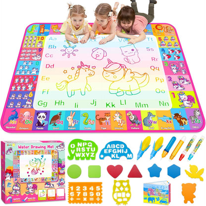 Hollyhi Aqua Magic Mat front view with drawing pens