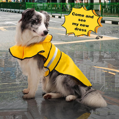 Waterproof yellow pet jacket folded compactly for outdoor travel.
