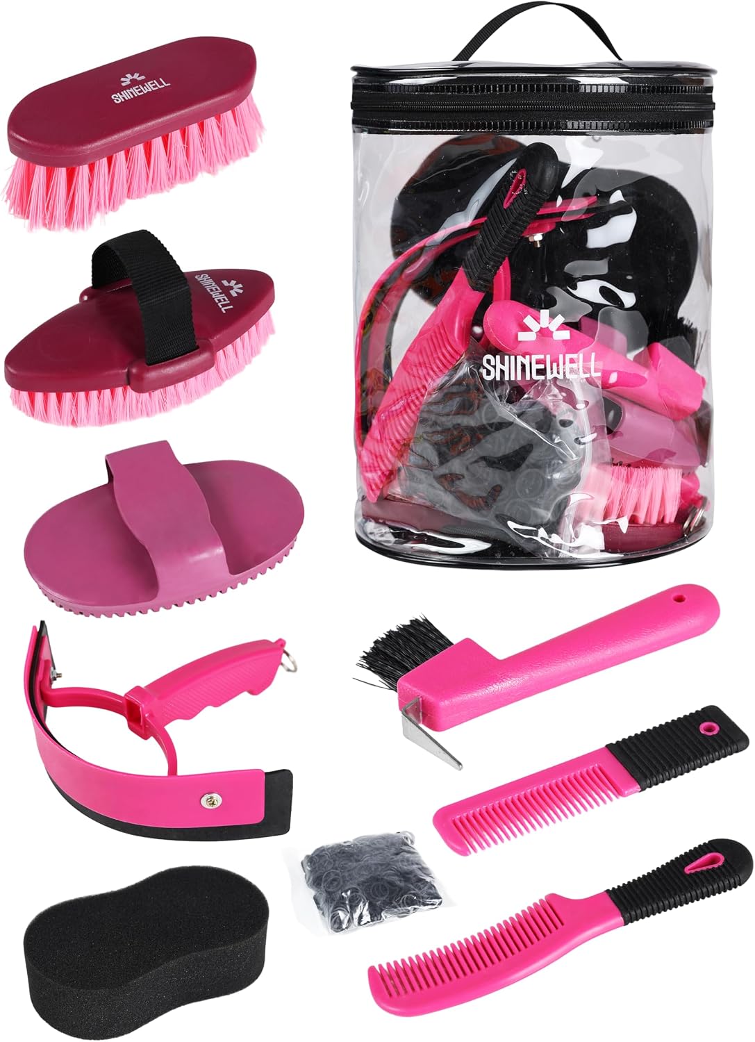 Shinewell Horse Grooming Kit, Complete Horse Brush Set, Equine Grooming Tools for Shedding & Daily Care Blue - Image 9