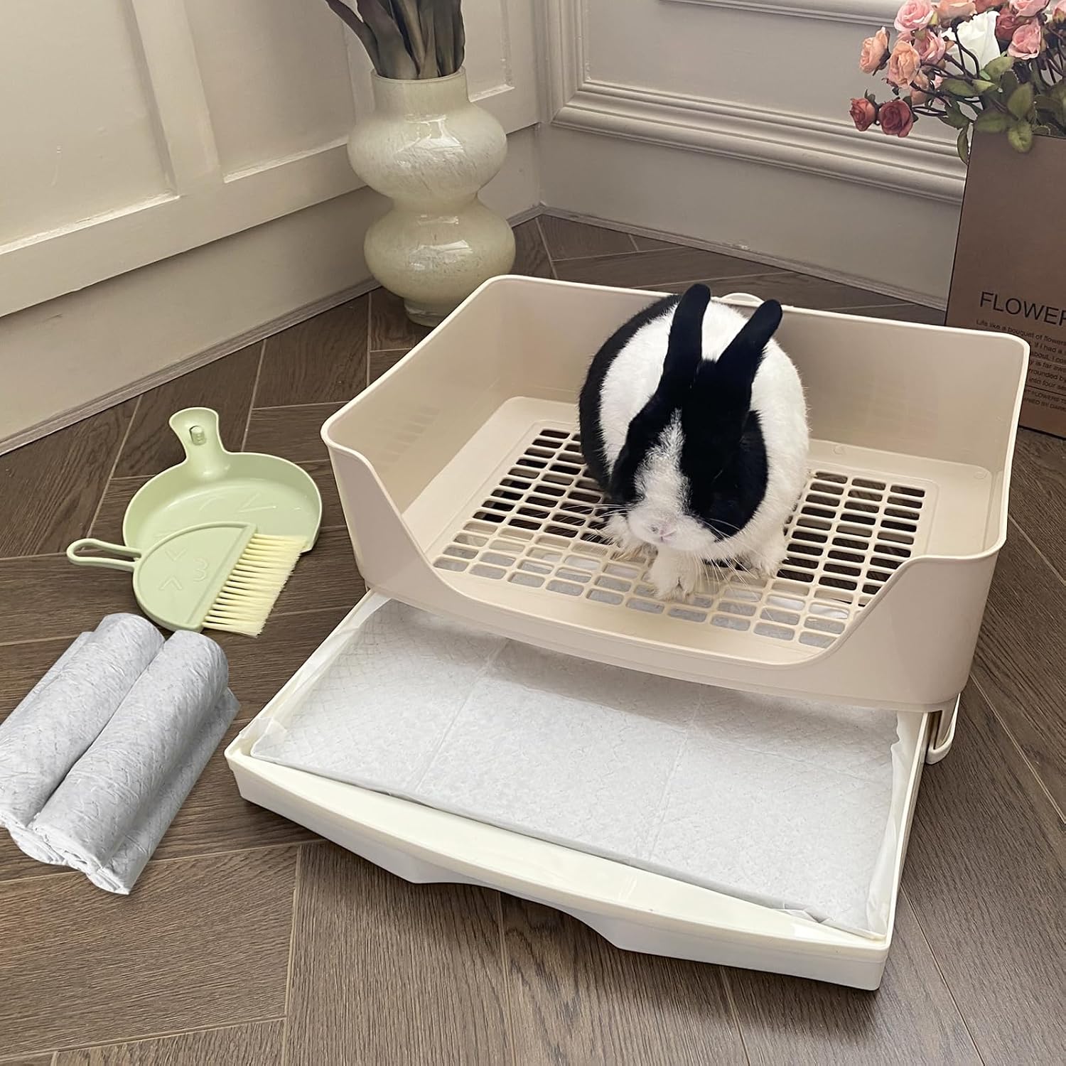 Yuoaes rabbit litter box with removable cleaning drawer visible