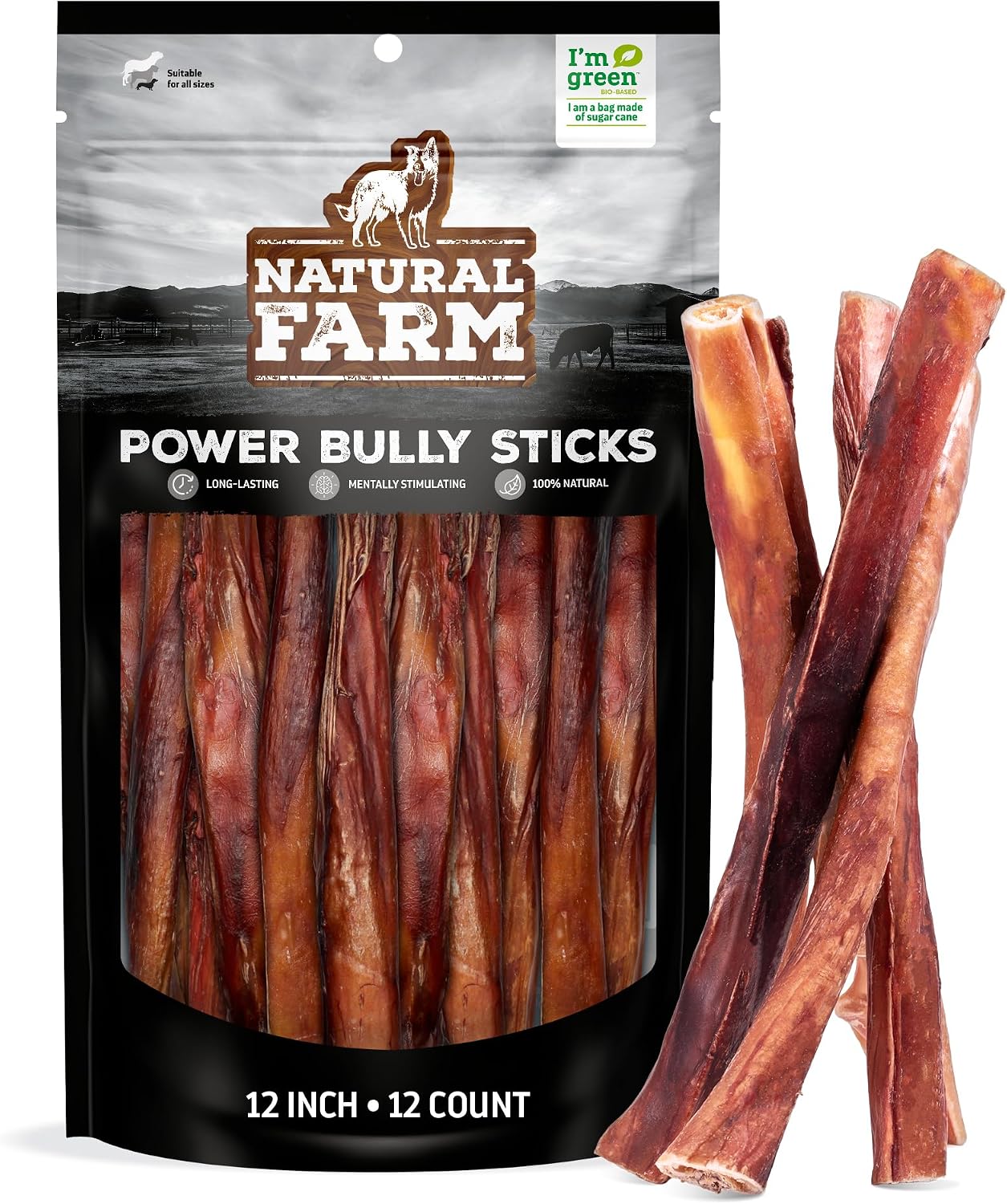Natural Farm Power Bully Sticks Dog Chews (6", 5-Pack), 2-in-1 Power Chews: Premium Beef Cheek Wrapped in Beef Pizzle, Long-Lasting, Great Dog Dental Treats Fro Small, Medium & Large Dogs - Image 11