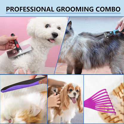 Ergonomic handles of the EAFBAO pet grooming kit tools demonstrating the comfortable non-slip grip