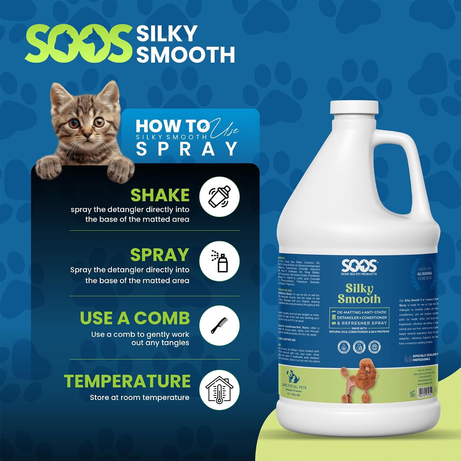 Professional multi pet de matting spray bulk container liquid texture