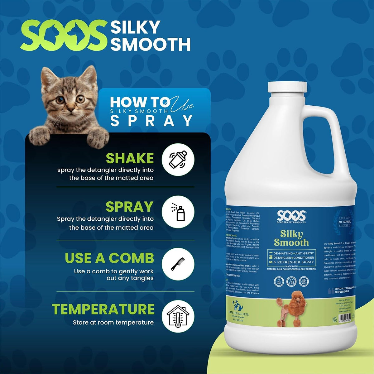 Professional multi pet de matting spray bulk container liquid texture