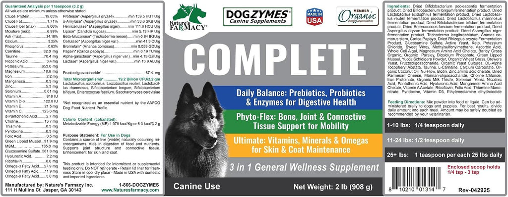 Authentic Dogzymes Complete packaging details and dosage instructions