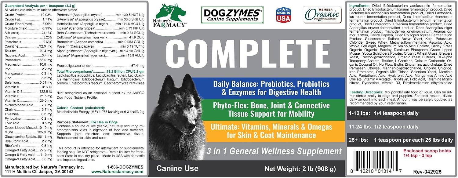 Authentic Dogzymes Complete packaging details and dosage instructions