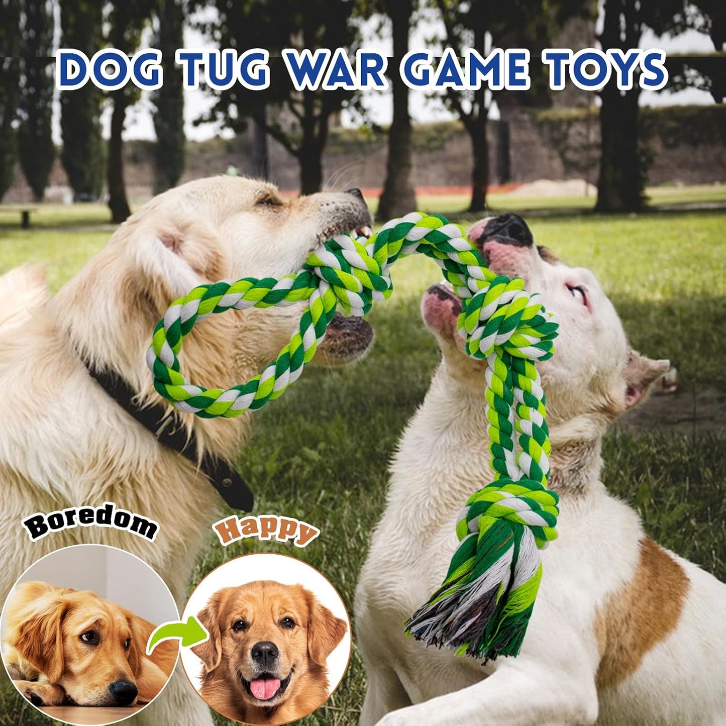 Durable multi knot dog play rope designed for high energy tugging and fetching