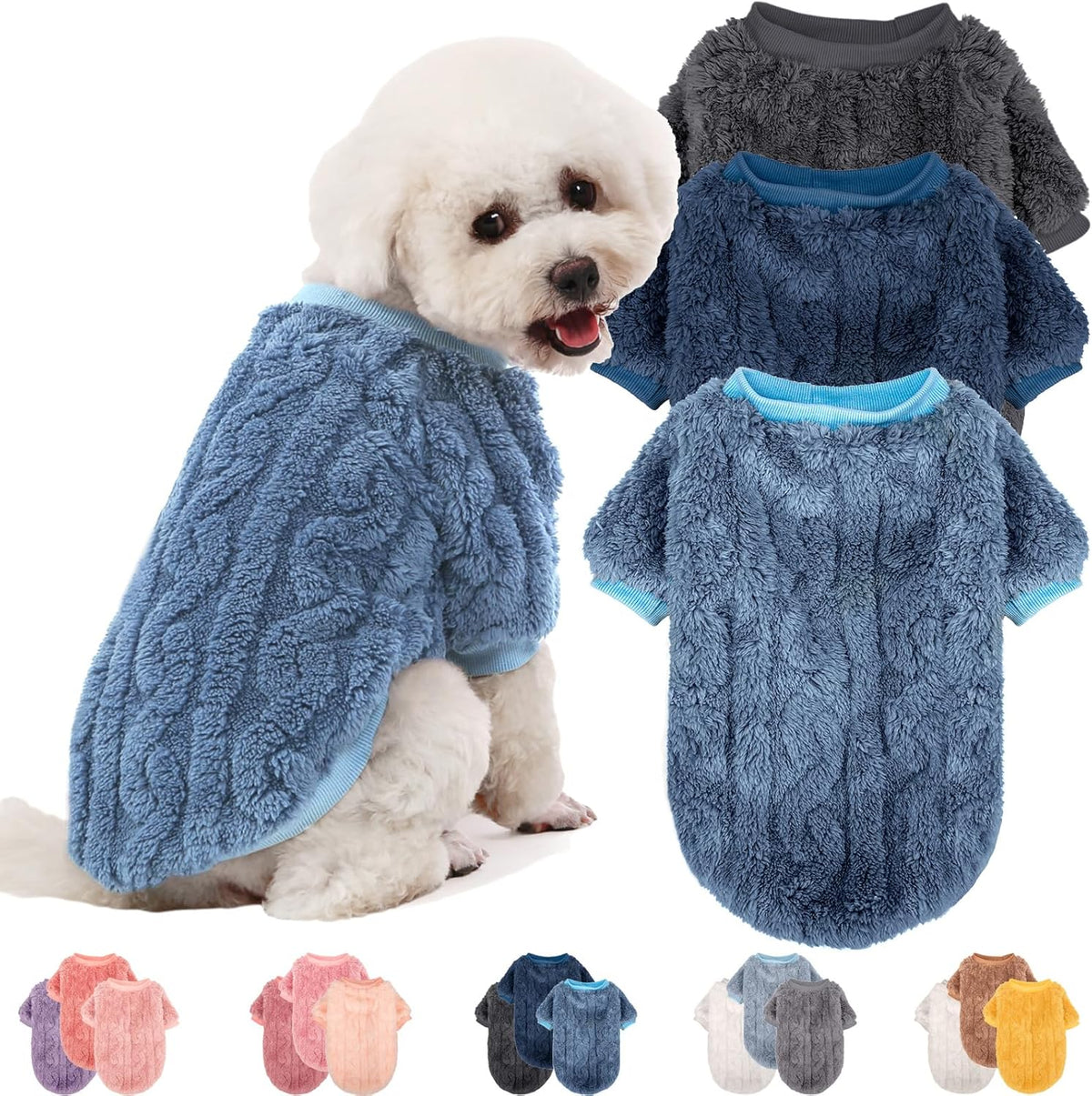 Jampayang dog sweater three pack front view of warm winter pet clothes