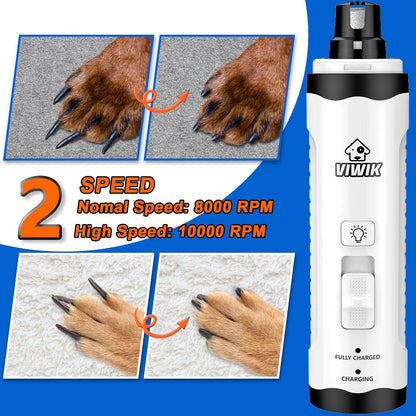 Viwik electric pet nail grinder with LED light active