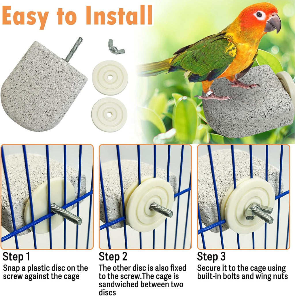 PINVNBY 4 PCS Bird Perch Stands Parrot Calcium Perch Beak Grinding Stone Foot Claws Trimmer Parakeet Platform Parrot Chewing Toys for Small Medium Cockatiel Conure Lovebird Finch - Image 6