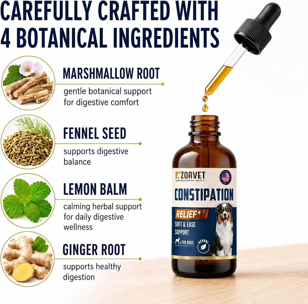 Back of bottle showing ingredients and usage for dog laxative