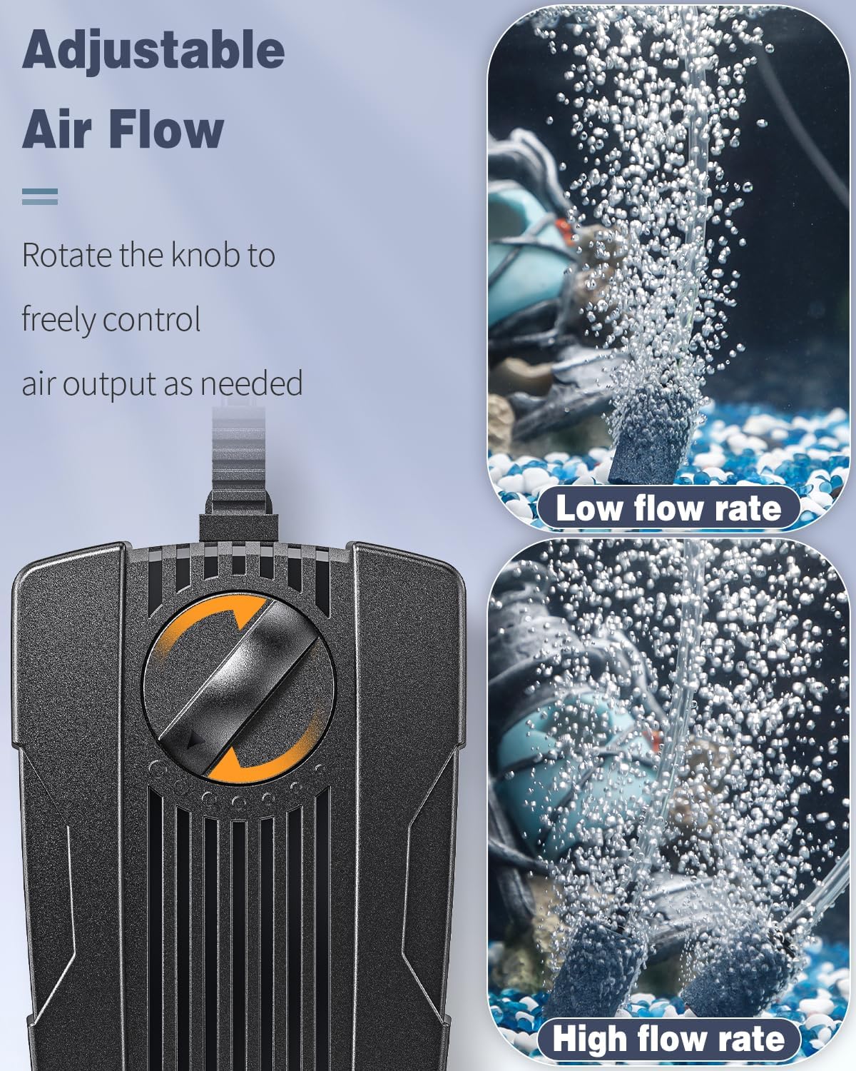 Pawfly dual outlet aerator pump kit with included airline tubing and air stones laid out.