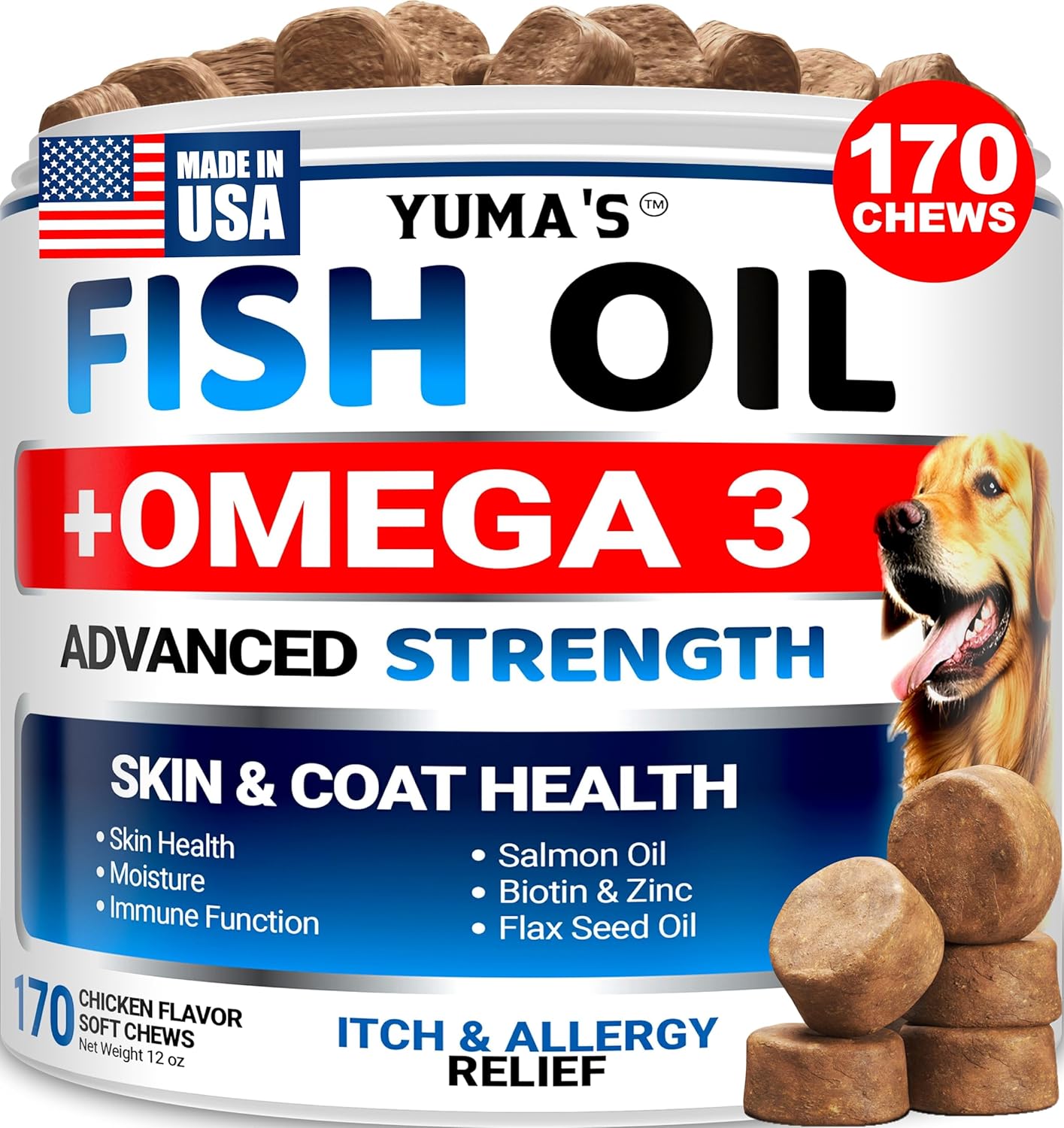 Anti itch formula container for dogs experiencing excessive paw licking and scratching.