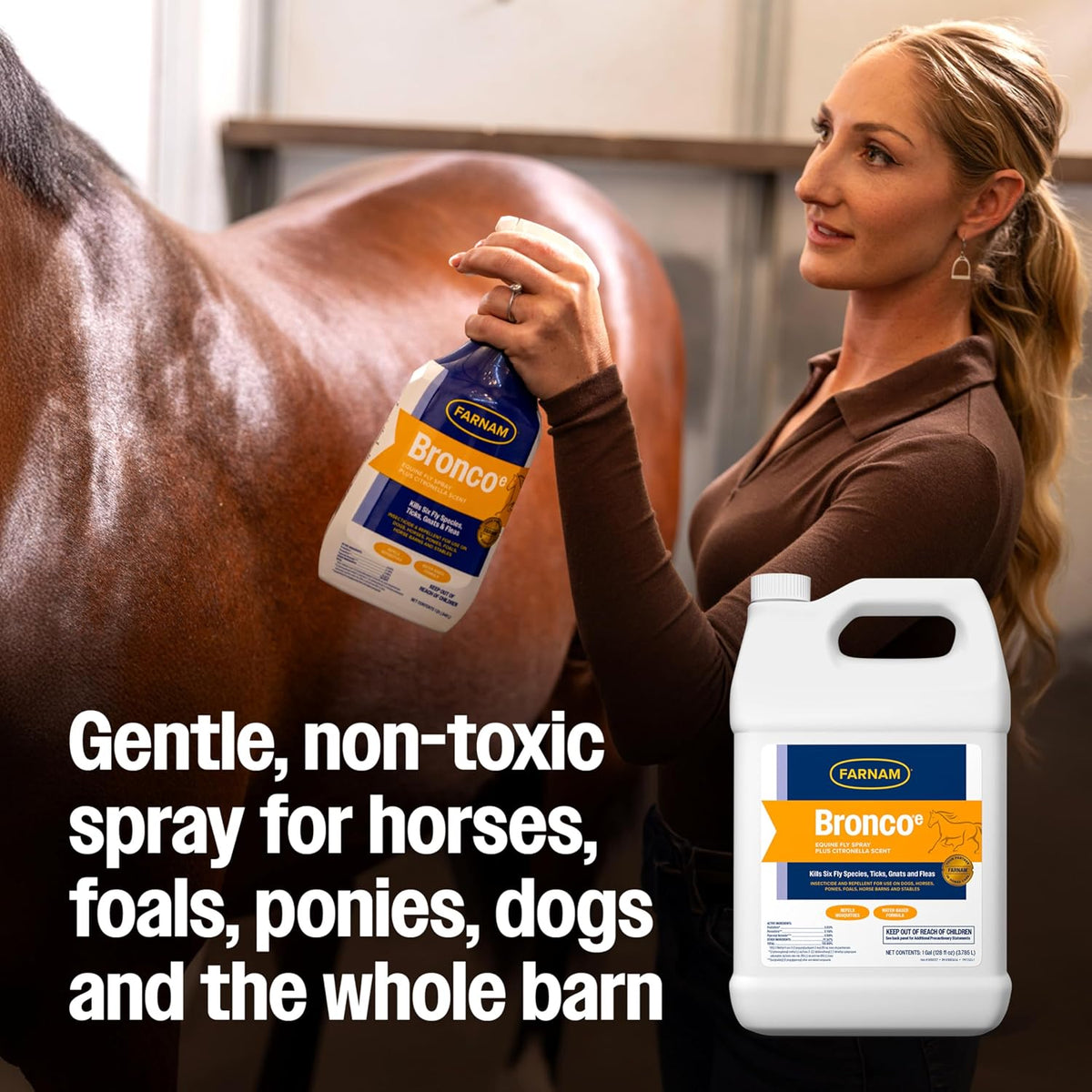 Farnam Bronco E equine spray bottle profile view