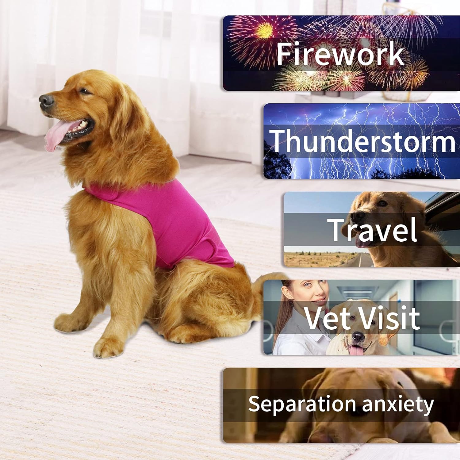Adjustable pressure dog wrap for loud noises and thunderstorm relief close up