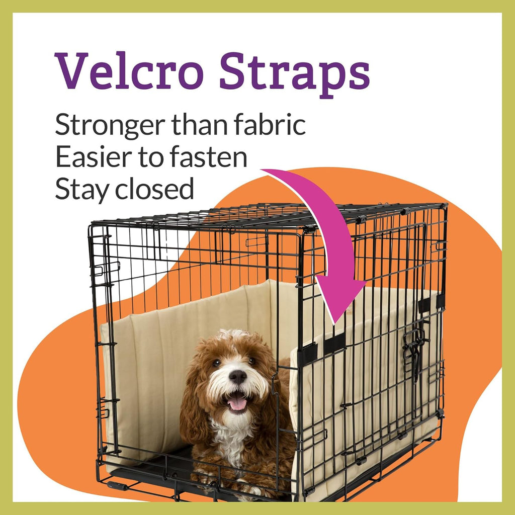 Pet Dreams bumper showing Velcro attachment to wire crate