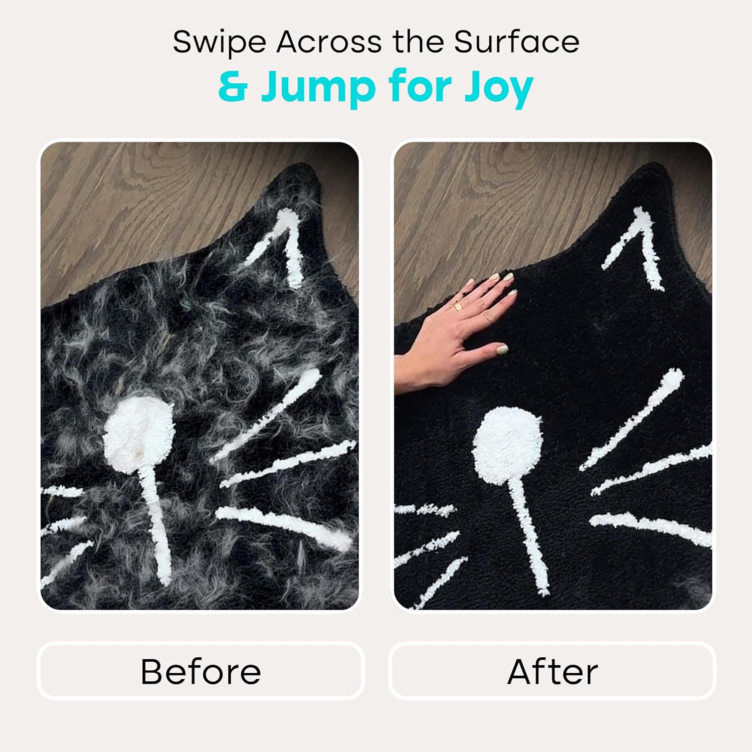 Reusable pet hair removal glove grooming a long-haired cat coat