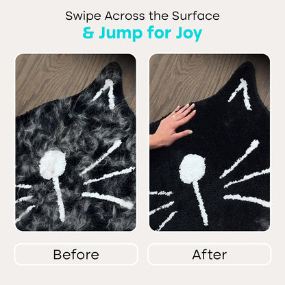 Reusable pet hair removal glove grooming a long-haired cat coat