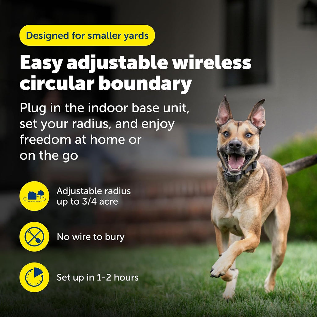 Rechargeable waterproof collar included with the PetSafe wireless dog fence kit.