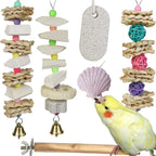 Qimilenzy parrot chewing toys six pieces set front view for bird cages