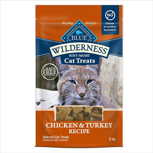 Blue Buffalo Wilderness Soft Cat Treats, Grain-Free and Protein-Rich, Great for Training, Chicken & Turkey Recipe, 2-oz. Bag - Image 1