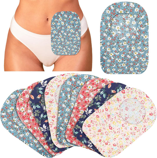Seewey ostomy bag cover pack of eight front view showing multiple floral patterns