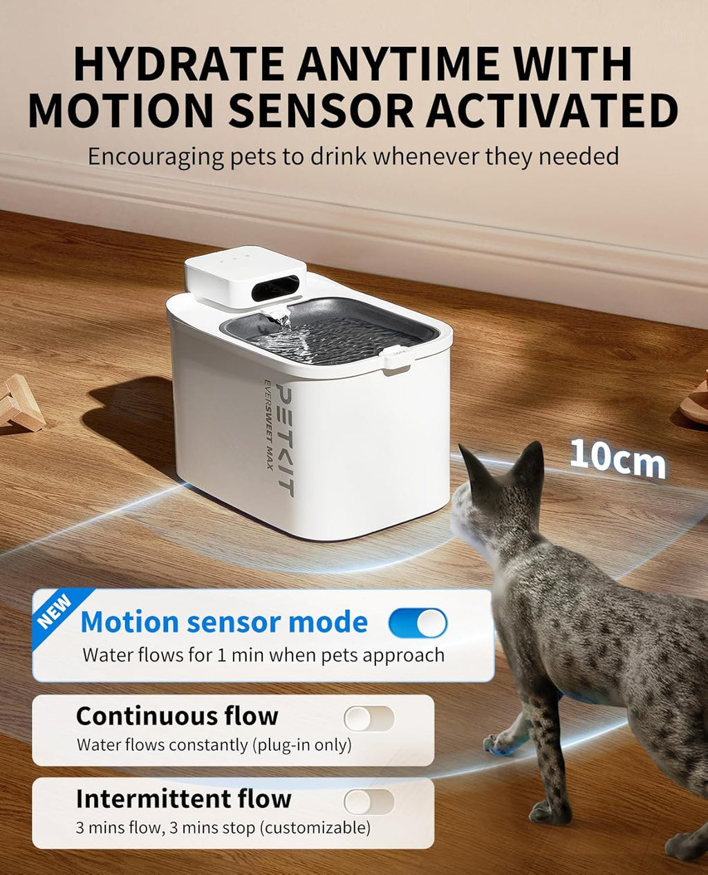 Petkit 3 liter cordless water dispenser for cats and dogs