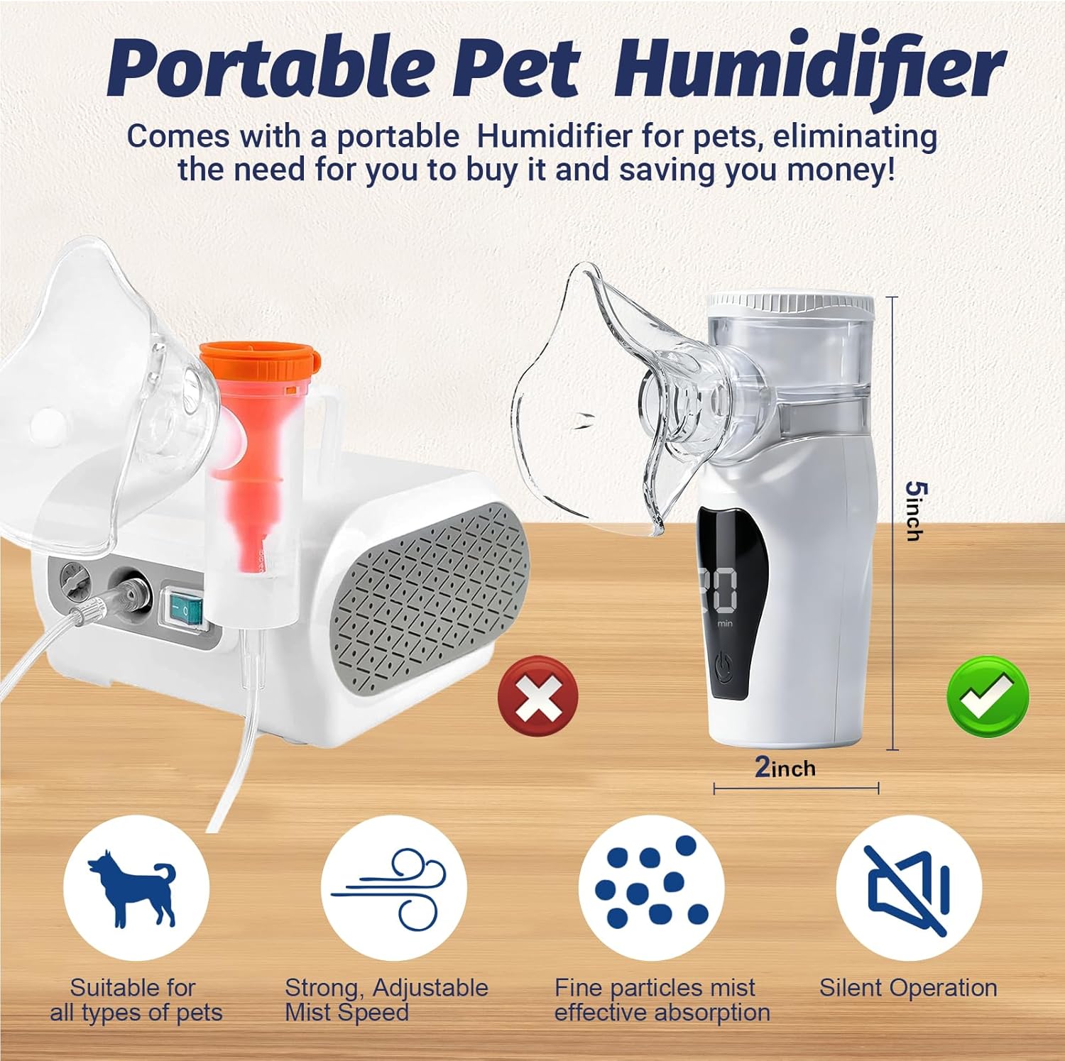 REDDOUDOU pet oxygen box showing ventilation holes and nebulizer tubing accessories