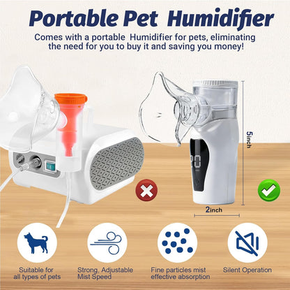 REDDOUDOU pet oxygen box showing ventilation holes and nebulizer tubing accessories