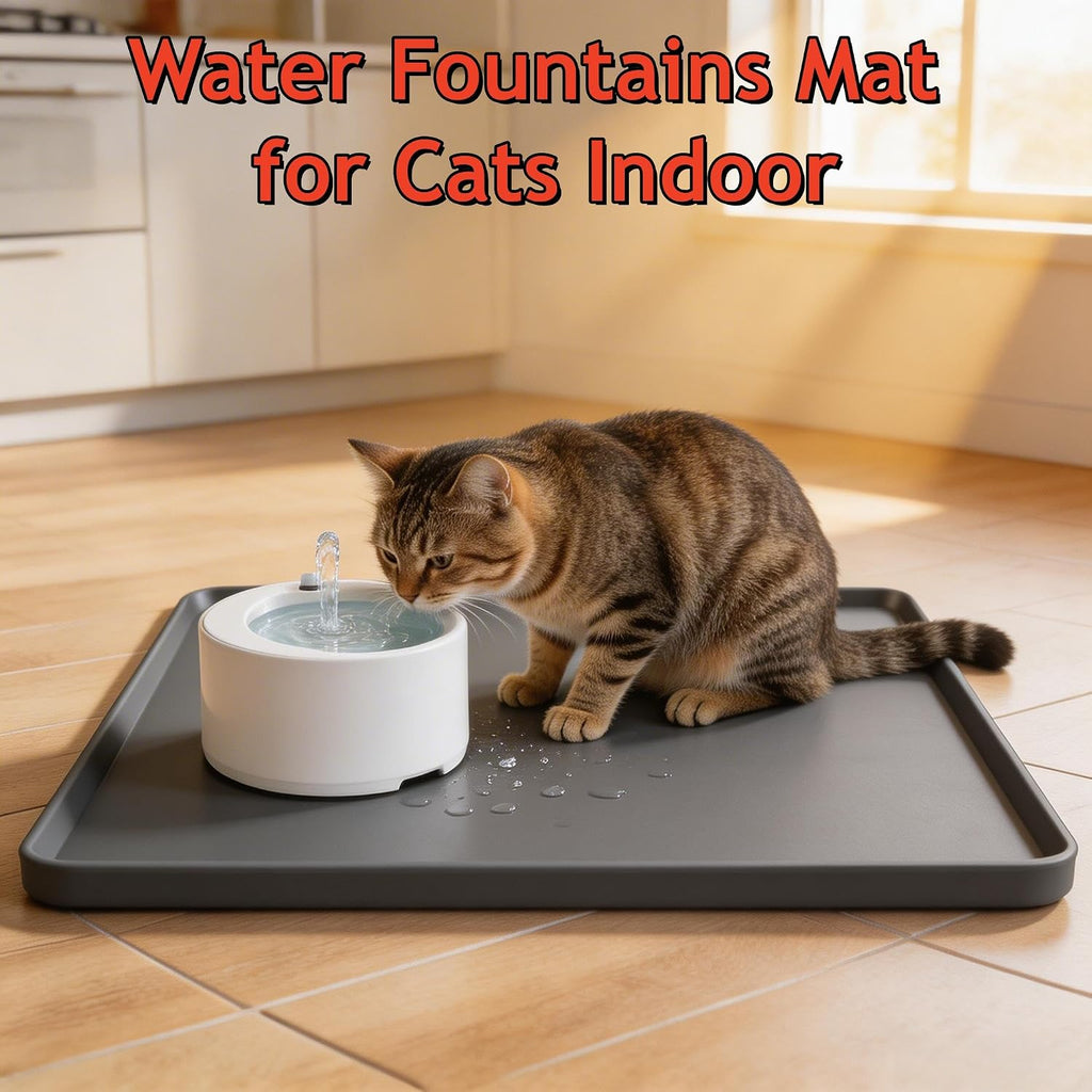 Silicone Square Mat 16x16 for Water Bowl, Waterproof Pet Bowls Mat, Black - Image 6