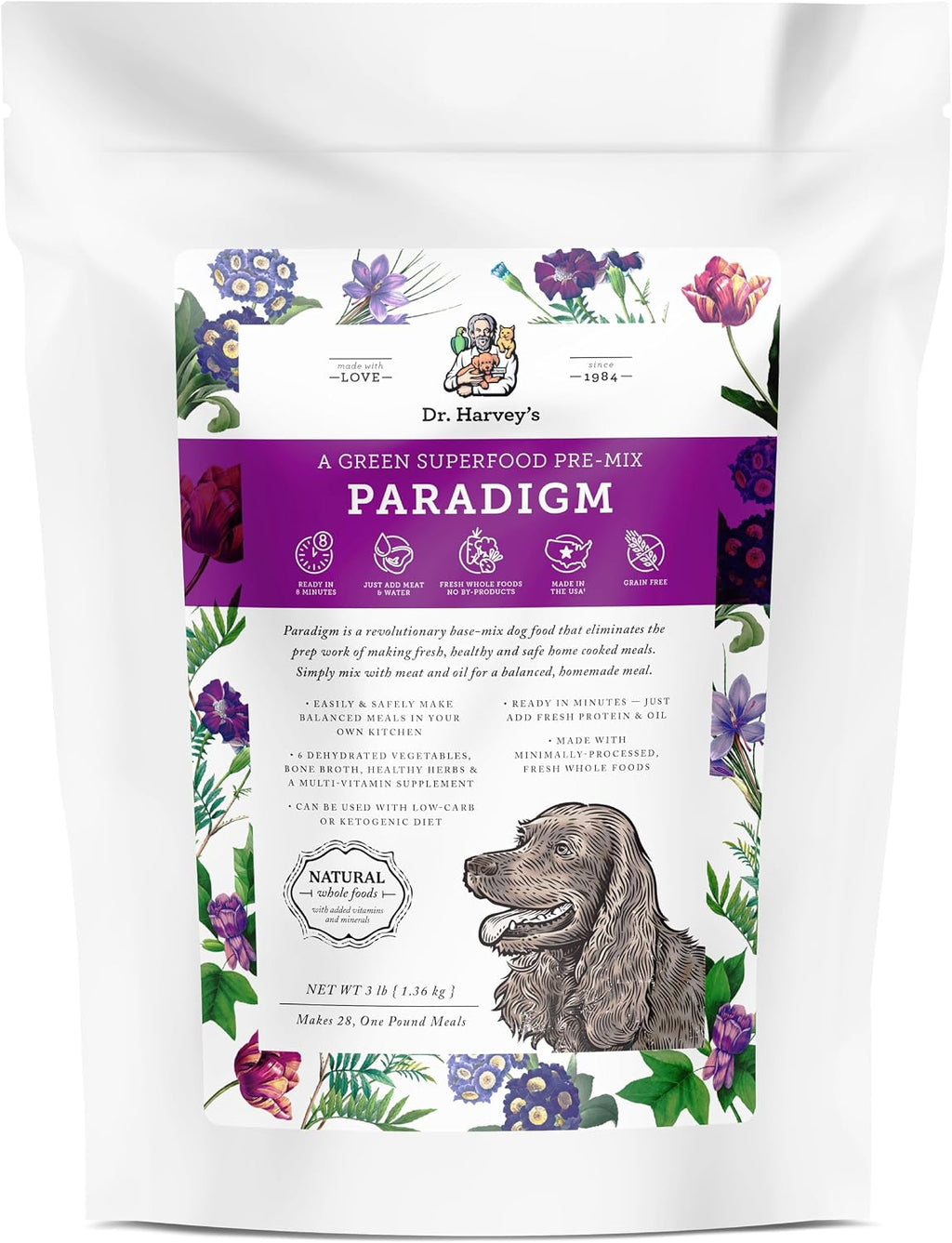 Dr. Harvey's Paradigm Green Superfood Dog Food, Human Grade Dehydrated Grain Free Base Mix for Dogs, Diabetic Low Carb Ketogenic Diet (Trial Size 5.5 oz) - Image 9