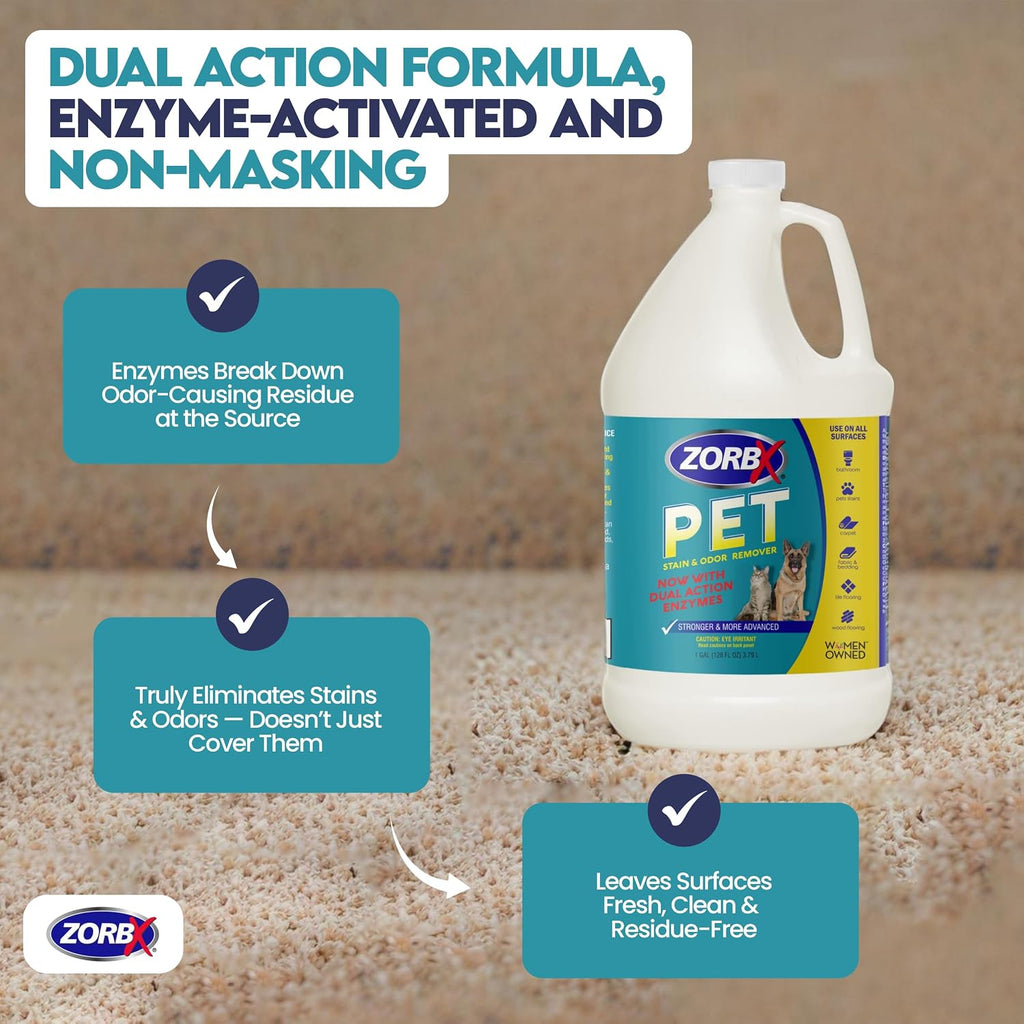 Zorbx multi surface pet stain remover 128 fluid ounce size