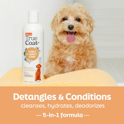 Hartz True Coat dog shampoo bottle featuring oat milk and shea butter