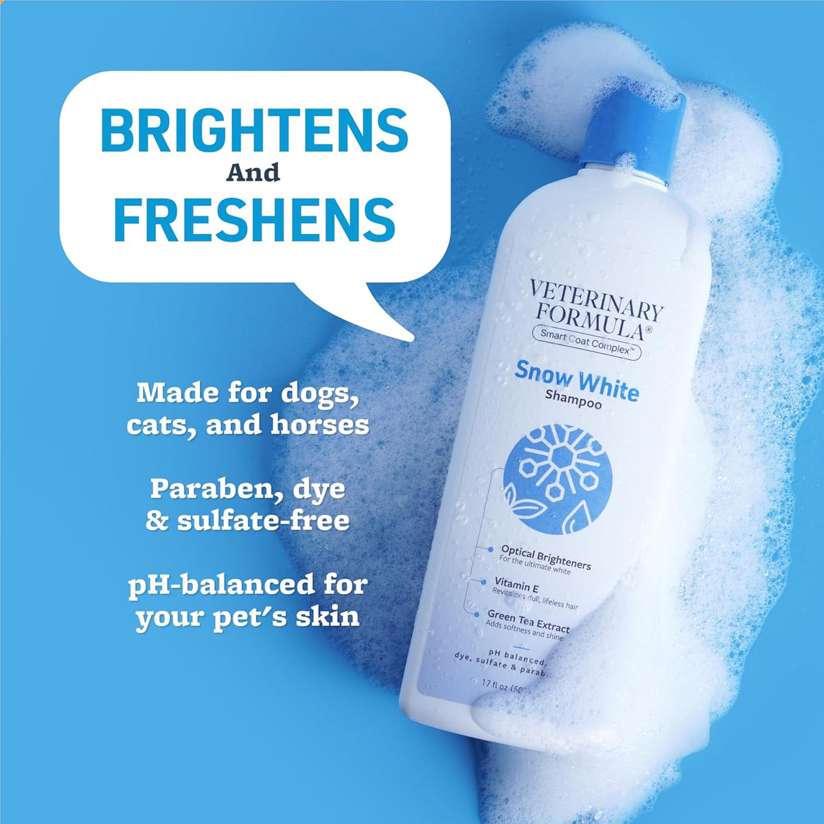 Veterinary Formula whitening shampoo for dogs and cats in hand