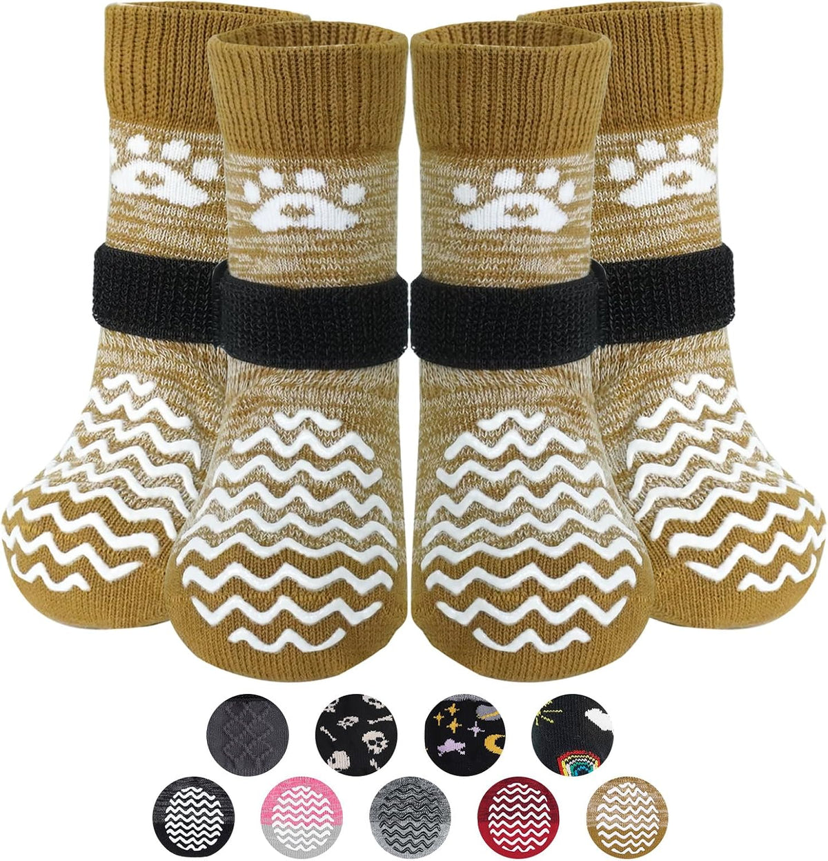 PUPTECK Anti Slip Dog Socks with Double Grippers for Hardwood Floors, Shoes for Hot/Cold Pavement, Boots & Paws Protectors to Prevent Licking, Traction Booties for Senior Small Large Dogs - Image 11