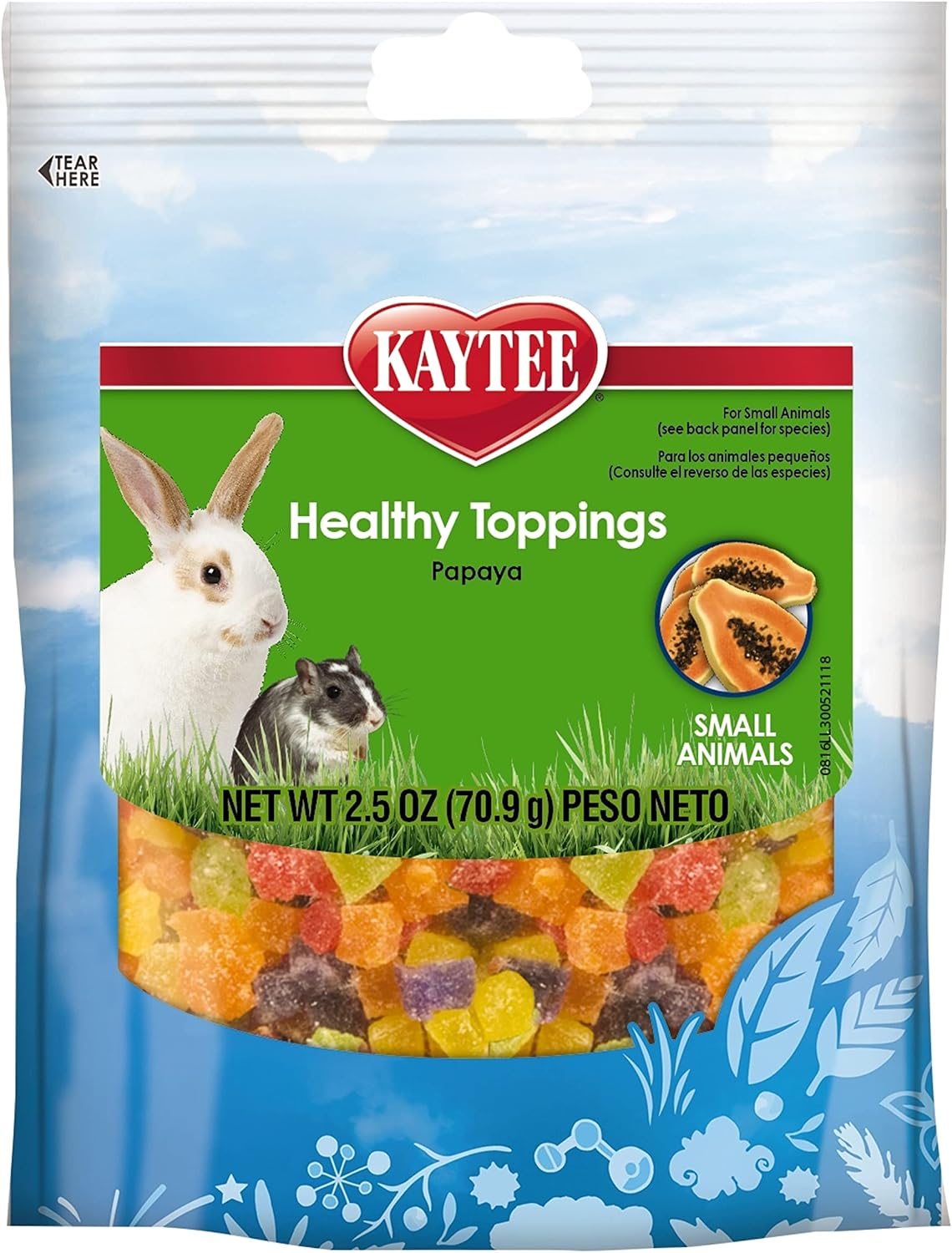 Kaytee Fiesta Healthy Toppings Papaya small animal treat 2.5 Ounce bag front view