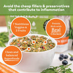 Close up of freeze-dried chicken in Dr. Harvey's dog food