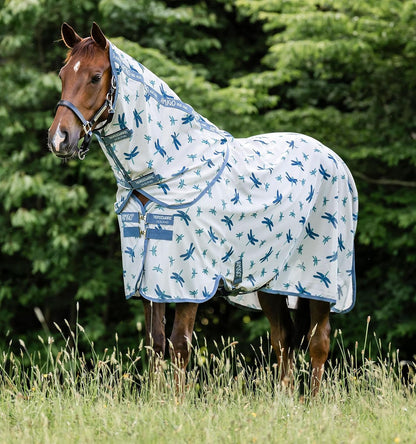 Horseware Amigo Bug Rug Plus Fly Sheet front view with dragonfly print.