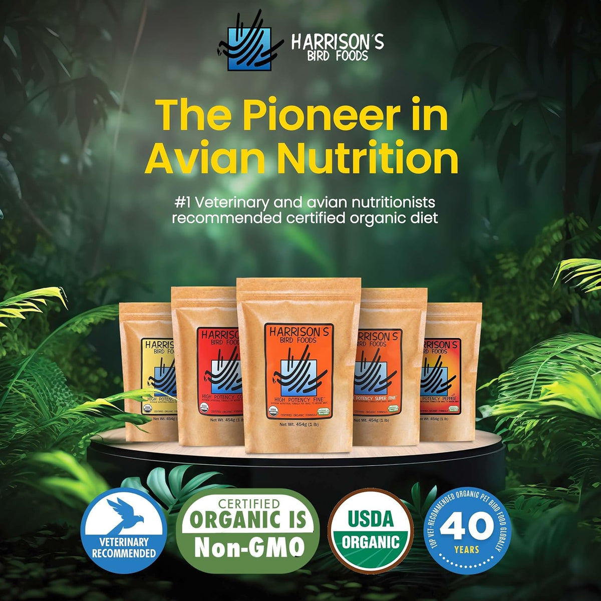 Back label of Harrison's High Potency Fine showing ingredient list and nutrition facts.