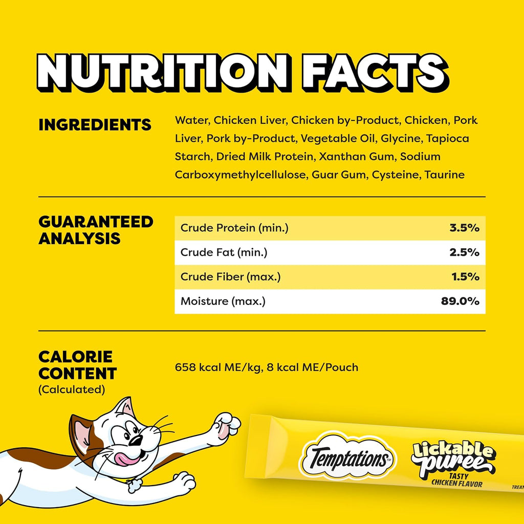 Packaging details for Temptations chicken cat treats