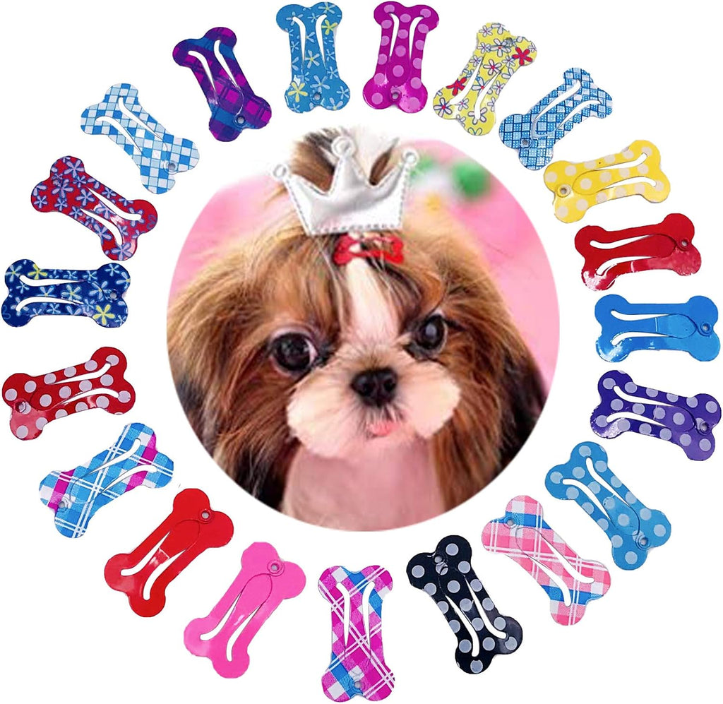 Pet Show cute small bone snap hair clips front view