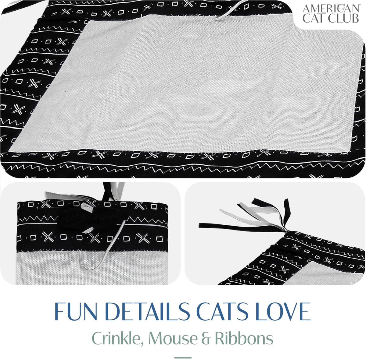 American Cat Club crinkle play mat being folded to demonstrate its lightweight portability for travel.