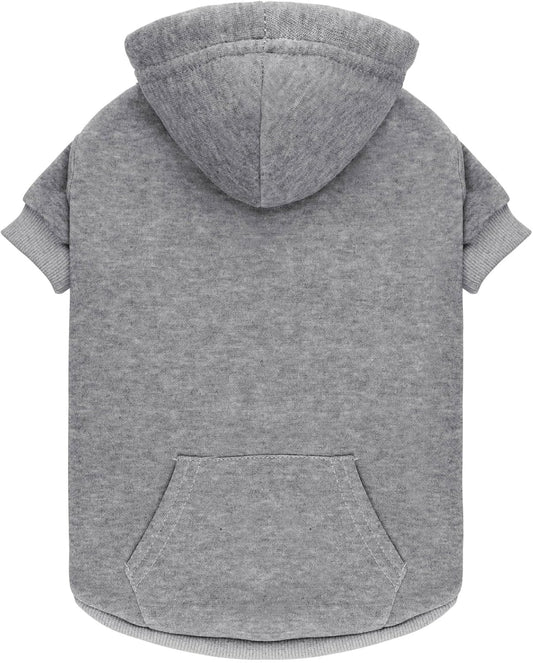 QDYU dog hoodie sweater grey medium front view winter pet clothes