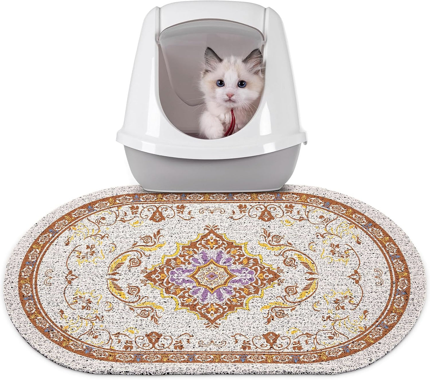 Bienbee Cat Litter Mat, 24" x 15" Litter Box Mat Rug with Non-Slip Bottom,Urine and Water Proof, Easy to Clean Cat Supplies Essentials for Indoor Kitty Kitten Floor, Bean-Green M - Image 11