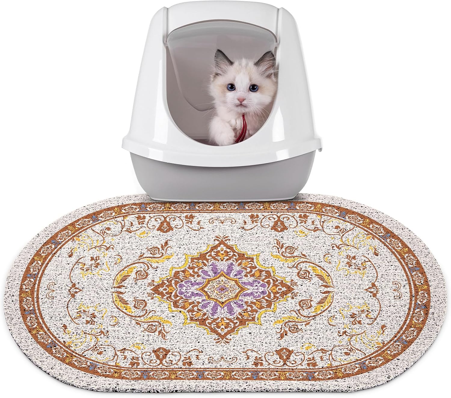 Bienbee Cat Litter Mat, 24" x 15" Litter Box Mat Rug with Non-Slip Bottom,Urine and Water Proof, Easy to Clean Cat Supplies Essentials for Indoor Kitty Kitten Floor, Bean-Green M - Image 11