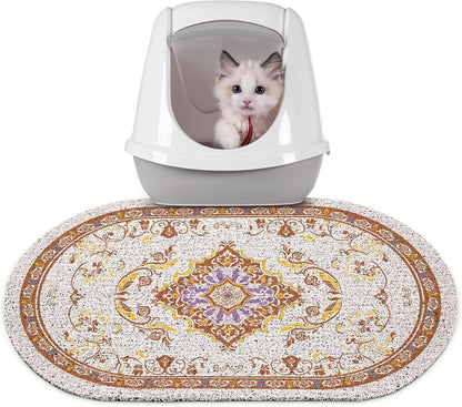 Bienbee Cat Litter Mat, 24" x 15" Litter Box Mat Rug with Non-Slip Bottom,Urine and Water Proof, Easy to Clean Cat Supplies Essentials for Indoor Kitty Kitten Floor, Bean-Green M - Image 11