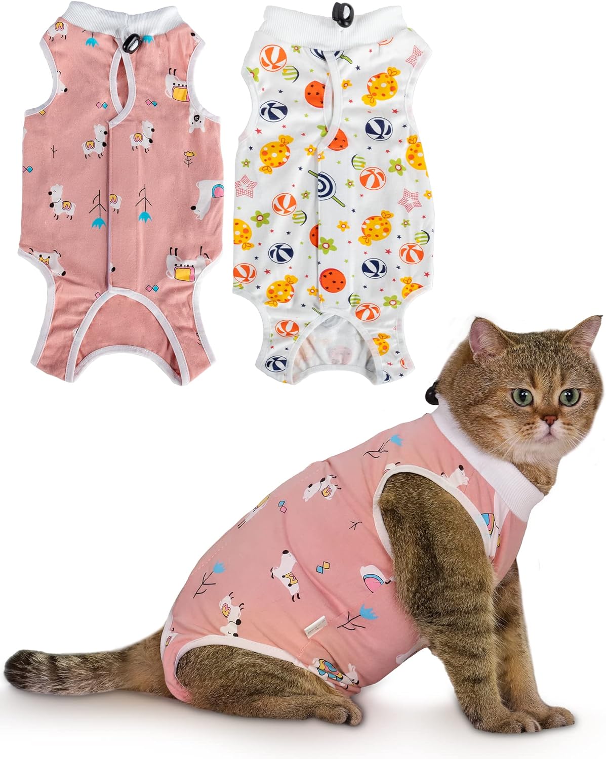 ANWA 2 Pack Cat Recovery Suit - Breathable Cat Onesie for Cats After Surgery Female, Kitten Surgery Recovery Suit Female Abdominal Wounds - Image 11