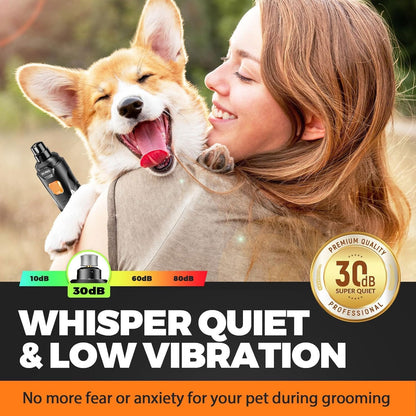 LOPSIC pet claw trimmer with built-in LED lights illuminating a dog paw.