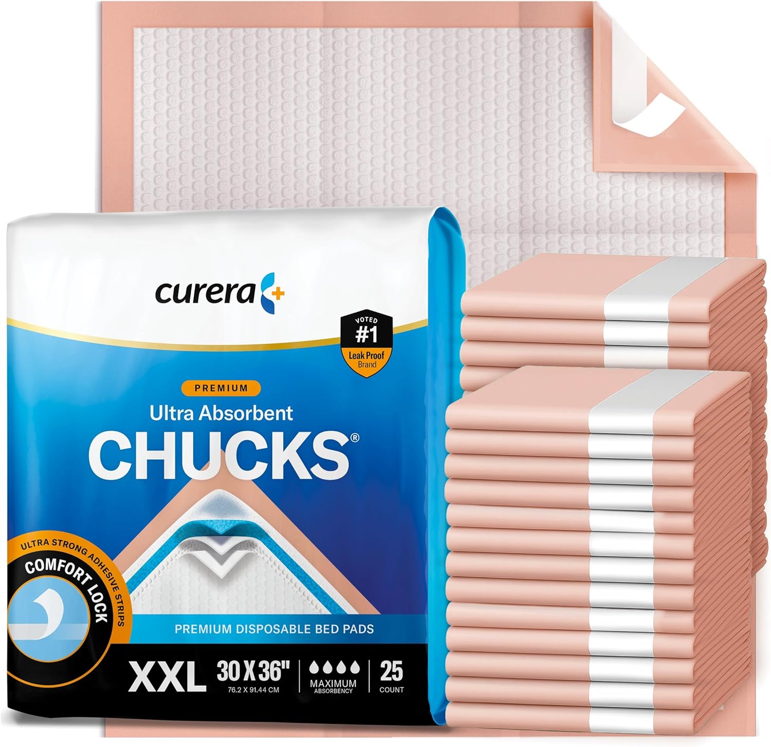 Curera Chucks Premium Disposable Underpads 30x36 front view packaging